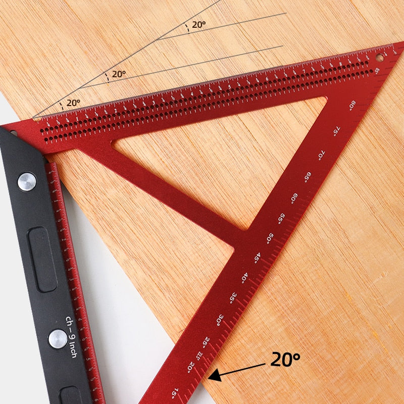 Régua triangular alta precisão com transferidor