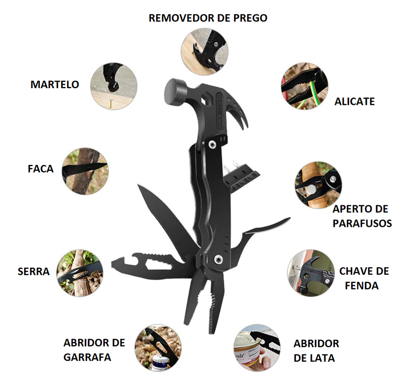 Canivete 5 In 1™ - Tenha Martelo, Chave De Fenda, Chave Philips, Alicate e Canivete Em Um Único Dispositivo